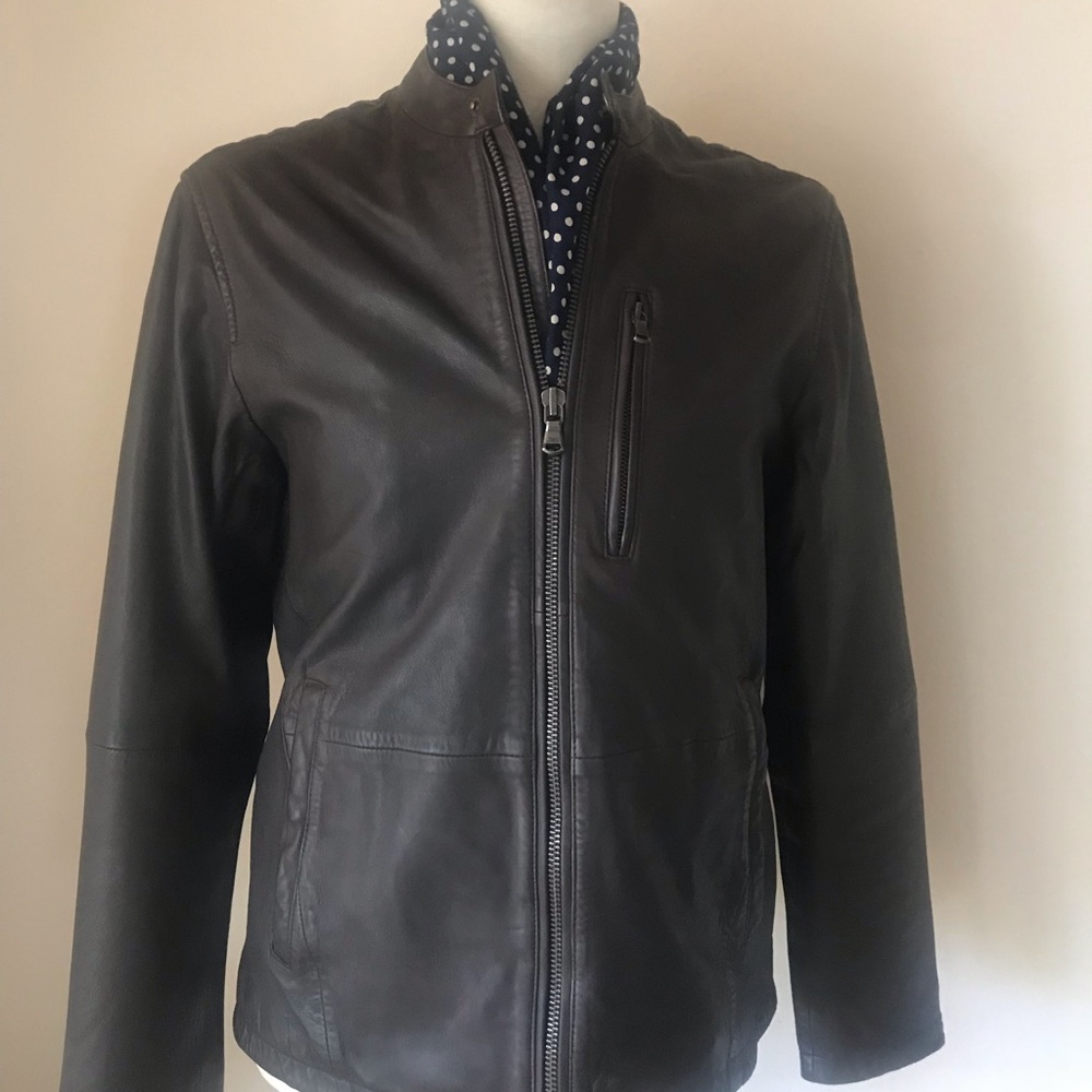 JOHN VARVATOS  LEATHER CLASSIC BOMBER JACKET
